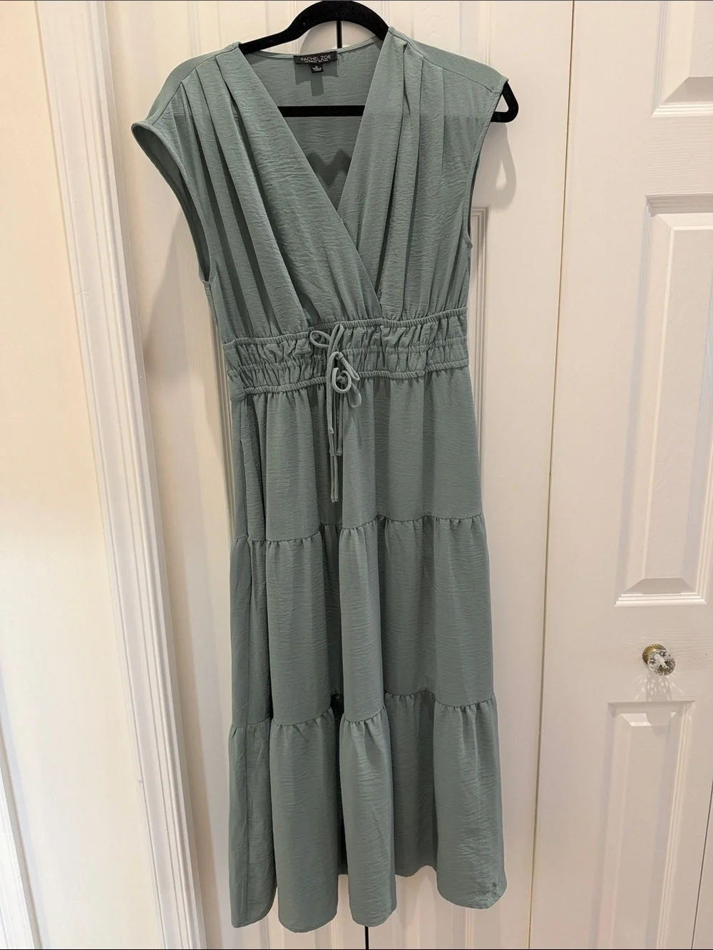 Rachel Zoe Sage Green Tiered Midi Dress - Picture 1 of 4